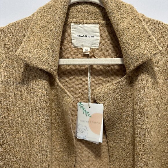 NWT _ THREAD & SUPPLY Cardigan Coat; Color: Camel; Size: XS (Extra Small) - Picture 2 of 4